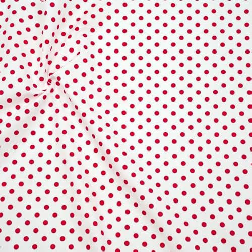STOFFKONTOR Baumwollstoff Tupfen Mini Weiss-Rot 150cm Meterware | Baumwollstoff, leicht & hautfreundlich für Kleidung Feine Streifen, klassisch & vielseitig kombinierbar, ideal für Hemden