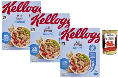 Italian Gourmet Bundle Ballaststoffreiche Frühstückscerealien Natural 3x 450g + Italian Gourmet Polpa Gratis – Vollkorn-Weizenkleie Cerealien, 0% Zuckerzusatz laut Verpackung, Frühstücksvorrat 1,35kg