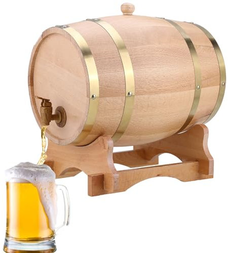 Cocoarm 10L Wine Barrel Whiskey Barrel Dispenser Vintage Oak Barrel Rustic Style Wooden Barrel Refined Drink Dispenser for Kitchen, Rustic Bar Theme Centerpiece for Entertaining, Cocoarmgovidpmag7