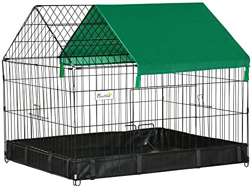 DecHome - Gabbia per Conigli Porcellini d'India e Roditori Gabbietta per Animali in Metallo e Tessuto Oxford 90x75x75cm