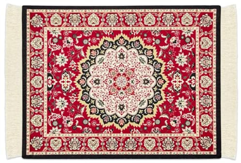 Mini Teppich Mauspad mit Quaste Oriental Persian Mouse Pad 28x18 cm | Kreative Orientteppich Muster, Perserteppich, Rutschfeste Gummibasis, Kleiner Teppich Tisch Mousepad, Matte
