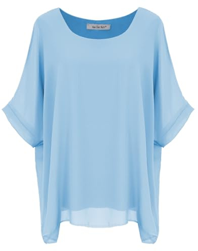 Van Der Rich ® - Camicia in Chiffon Foderato all'Interno - Dnna (Cielo, L-XL)