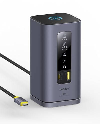 Baseus Spacemate Displaylink Docking Station USB C 11-in-1, 3 Monitore 4K, 10Gbps USB-C/A, 100W PD, Ethernet, Audio, für M1/M2/M3/Win und MacOS