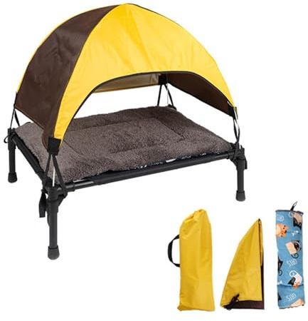 Xiixuuj Outdoor Liege Für Hunde, Hundeliege Outdoor Mit Dach, Kühlendes Erhöhtes Hundebett, Tragbares Faltbares Erhöhtes Hundebett, Hundezelt Hundebett Outdoor Mit Dach, Zusätzliche Tragetasche