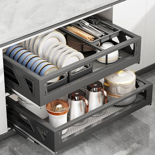 Ausziehbarer Schrank Organizer, Küchenschrank Organizer Ausziehbar, Spülenunterschrank, Für Küche,Unterschrank,Speisekammer, Unterbau Küche Schrank Organizer Schieberegal Unter Dem Waschbecken ( Size