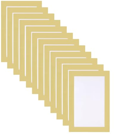 QUARKZMAN 12 Stück A6 Magnetrahmen, Info-Rahmen Dokumente, Gold (18x12.5cm) | Selbstklebend Aufklappbarer Magnetrahmen mit Magnetverschluss, Bilderrahmen, Poster, Hinweise