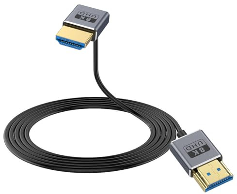 Duttek Cable HDMI 8K, cable HDMI macho a hembra en ángulo superior, ancho de banda de 48 Gbps, cable HDMI ultrafino OD2.5 mm, compatible con 8K a 60Hz, 4K a 240Hz para GH5S, PS5, monitor Xbox One, PC.