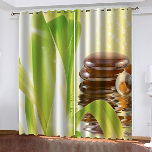 FYRHLH Fenster Vorhang Schlaufen-Vorhang Gelb & Steine Dekorative Gardine Schlaufenschal Fenster-Schal Größe:B280 x H245cm