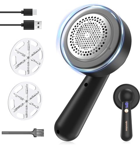 Fusselrasierer, wiederaufladbarer USB-Rasierer, Fusselrasierer, elektrisch, mit 3 Ersatzklingen und Reinigungsbürste für Kleidung, Decke, Kissen, Pullover, Möbel, Teppiche