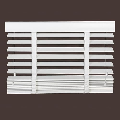 Weiße Holzrollos, 50 mm, Lamellen für Fenster, 120 x 150 cm, venezianischer Stil, mit Sichtschutz, Verdunkelungsvorhängen und Fensterläden, Innen- oder Außenmontage, Fensterbehandlungen für Zuhause, B