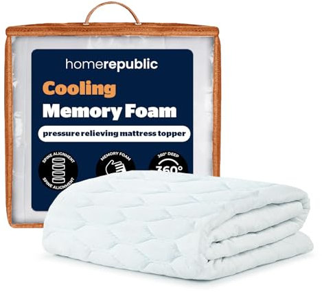 Home Republic Gel Memory Foam Mattress Topper – 4cm Extra Deep | Cooling, Pressure‑Relief & Hypoallergenic | Deep‑Pocket Fit for Mattresses up to 50 cm - King Size