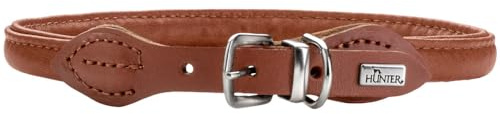HUNTER Hundehalsband Round & Soft Canadian UP, Farbe: Cognac, weiches, geschmeidiges Leder, klassisch, fellschonend, rundgenäht, nachhaltig, Made in Germany, Größe: 32