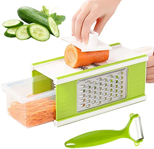 Affettaverdure multiuso a 4 lati con contenitore, tritatutto professionale per cipolle, facile da usare e pulire, essenziale per la cucina