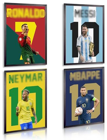 Ainvliya Fussball Poster, Superstar Fußball Poster Kinderzimmer Sport Star Fussball Geschenke Jungen Deko Wohnzimmer Wandbilder Ungerahmter Fussball Künstler Bilder Kunstdrucke für Schlafzimmer