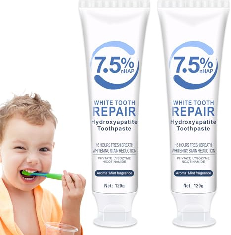 2 Stück Hydroxyapatite Toothpaste Zahnpasta Hydroxylapatit Zahnpasta mit Hydroxylapatit Hydroxylapatit Zahnpasta Ohne Fluorid Zahnpasta zur Reparatur von Karies Stärkt die Remineralisierungszahnpasta