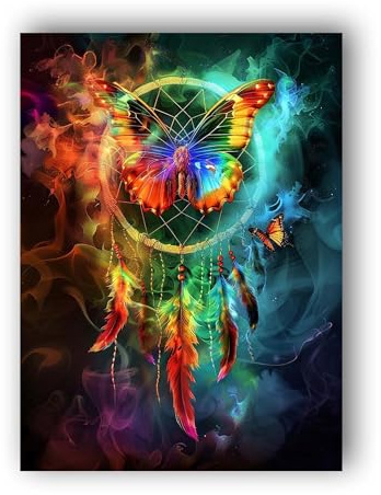 Hoobee 5D Diamond Painting Fjäril, DIY Diamond Painting Set Djur, Diamond Painting for Rhinestones Embroidery Diamond Art Living Room Wall Decoration 30X40cm