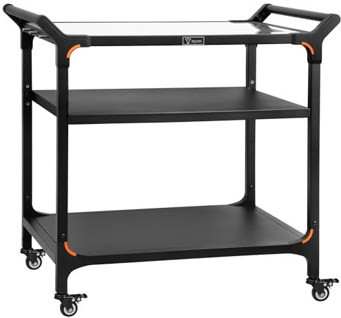 BBQ-Toro Carrello per barbecue, 94 x 61 x 90 cm, nero, con grande superficie di lavoro, per barbecue, per esterni, carrello da portata con ripiano in acciaio inox