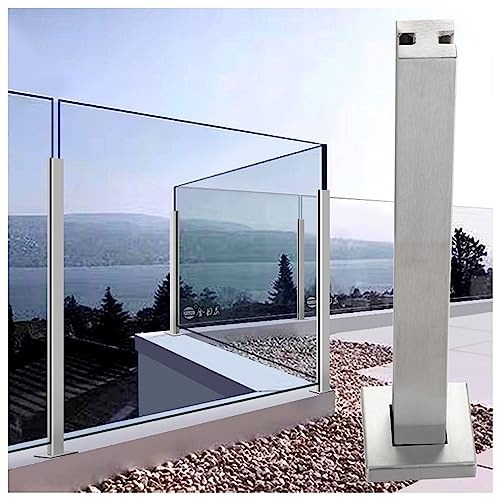 Barandilla de vidrio postes de la cerca, Kit de barandilla de vidrio con ranuras for escaleras, plataformas, terrazas y jardines, soportes transparentes for vallas.(Middle Post,80cm/31.5inch High)