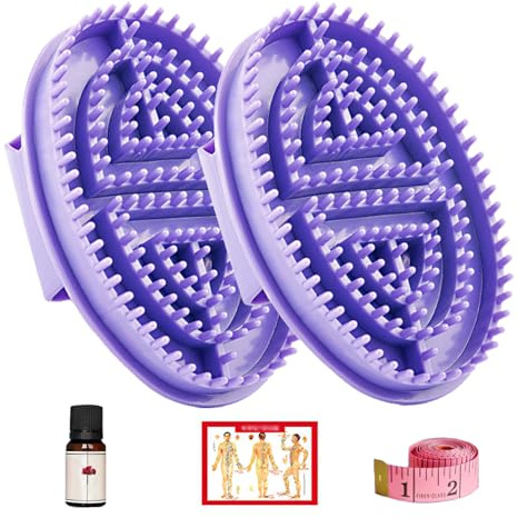 Meridian Brush Massage Brush, New Beauty Salon Professional Custom Meridian Brush, Meridian Massage Brush, Full Body Relaxation Comb, Portable Body Handheld Wood Therapy Massage Tools (Light Purple)