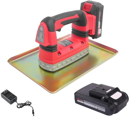 SHAIRMB Vibrateur à BéTon, Talloneuse Vibrante Portative, Talloneuse Vibrante éLectrique MonophaséE avec Batterie Et Chargeur,Rouge