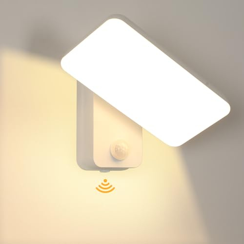 DELIPOP LED Außenwandleuchte, 16W Moderne Wandlampe IP65 Wasserdicht mit Bewegungsmelder, Außenbeleuchtung mit Schwenkbar LED Panel für Terrasse Eingang Garten Terrasse, Warmweiß 3000K | Außenbeleuchtung mit Schwenkbar Panel für Terrasse Eingang Garten Terrasse