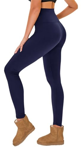 TNNZEET Termo leggings för dam med hög midja, varma och mjuka termiska leggings för kvinnor höst, Marin, L/XL