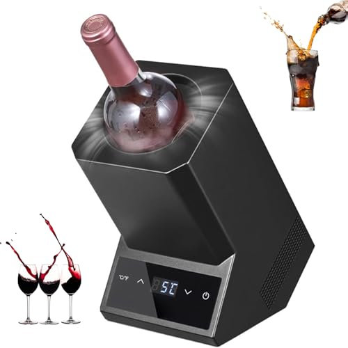 Enfriador De Vino Eléctrico Portátil, Enfriador De Vino Individual De Acero Inoxidable, Enfriador De Botellas De Vino De 750 Ml, Frío 24 H, para Vino Tinto Y Blanco De 9,5 Cm De Diámetro