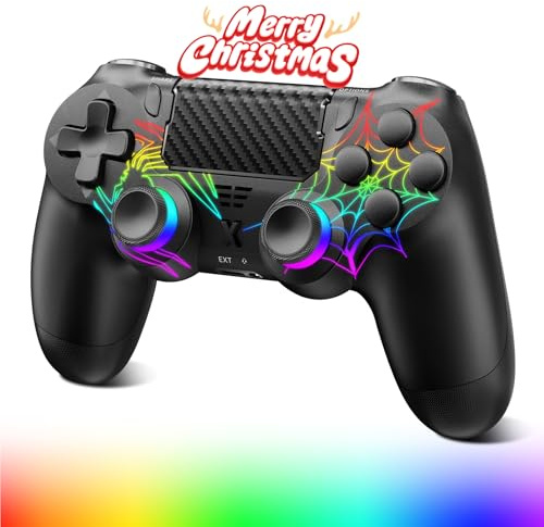 Glitfix Manette pour PS-4, Manette sans Fil Controller compatible avec PS-4/Pro/Slim/PC, Double Vibration/Panneau Tactile/Prise Audio 3,5 mm/axe à six ans/Batterie Rechargeable 800mAh