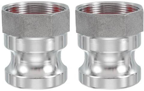 sourcing map 2 Pack 2 Aluminum Cam Lock Fittings - Male Adapter x Female NPT Thread, Quick Disconnect Coupling Cam Lock Hose Fitting, Corrosion Resistant (Part A Cam Groove Type)