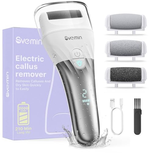 Removedor eléctrico de callos para pies, kit de pedicura recargable de 2 velocidades con 3 rodillos, lima impermeable IPX4 y pantalla digital | Removedor profesional de piel muerta y callos para