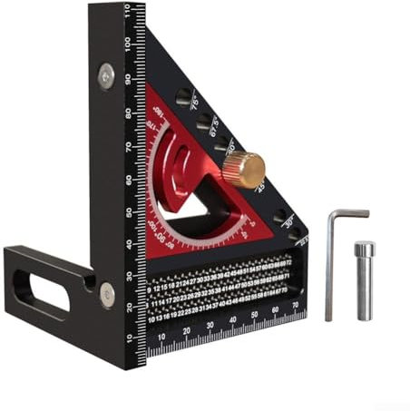 Righello angolare con fori di scorrimento e perno di centraggio per misurazione e marcatura di precisione (D)