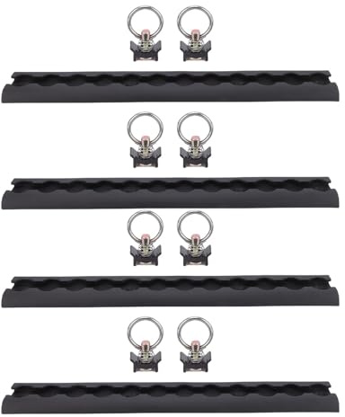 Oreilet Aluminio L Track Rail, Amarre Vía 12 Pulgadas con 8 Accesorios Anillo o Anillo Tachuelas, Riel la Cama Camión para Remolques Cerrados, Camiones, Furgonetas Carga, Camioneta (Black)