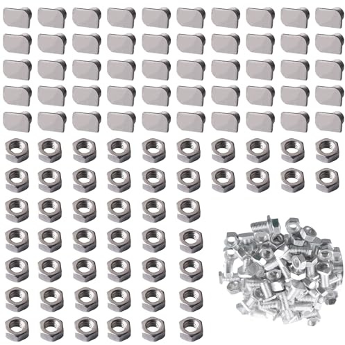 50 tornillos de invernadero, M6 x 12, tornillos de cabeza de martillo con tuercas, tornillos de cabeza de martillo, accesorios de invernadero, parte para invernaderos, casa de cristal