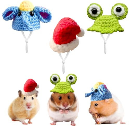 YUPZAR Cappello di Natale per Criceto Carino, Cappelli Natalizi a Maglia per Piccoli Animali Domestici, Copricapo Invernale con Cappellino Rosso e Bianco, Accessori Festivi Criceti