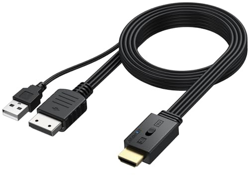AUTOUTLET Convertitore HDMI per Sega Dreamcast, con interruttore di rapporto di aspetto 4:3/16:9, uscita video HD 1080p, plug and play, cavo adattatore HDMI per Sega Dreamcast
