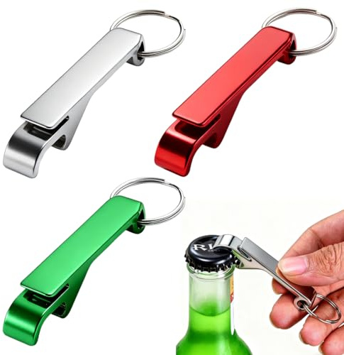 YUVKIN Apribottiglie Birra, 3 pezzi Portachiavi Apribottiglie in Alluminio, Mini Apribottiglie Portatile, apri bottiglie, cavatappi birra, wine opener, per Feste, Festival, Raduni