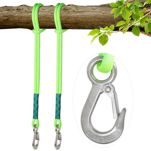 DASKING 2 Corda per Altalena con Gancio 200kg, Corda Fissaggio per Altalena da Esterno, Corda per Amaca Albero, Cinghie Fissaggio Altalena, Accessorio Poliestere per Albero, Amaca Sospesa