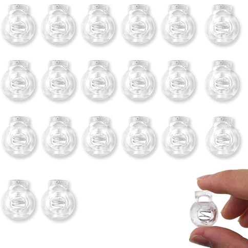 Alinw 20 Pcs Toggles for Drawstrings, Roman Blind Clips, Plastic Cord Lock Stopper End Spring Stop, Roman Blind Clips, Small Single Hole Drawstring Toggle for Drawstring Clothing, Camping Bag
