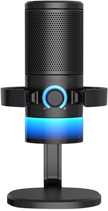 Xiuganpo Microfono USB, Microfono a Condensatore RGB con Chip Scheda Audio Ad Alta sensibilità, Interfaccia di Tipo C, Plug and Play, da Studio di Riproduzione Wireless per la