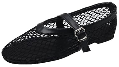 Dam rutnät ballerinor, elegant, genombrutna spetsar, ventilerande nät för sommaren, Färg 2, Size36