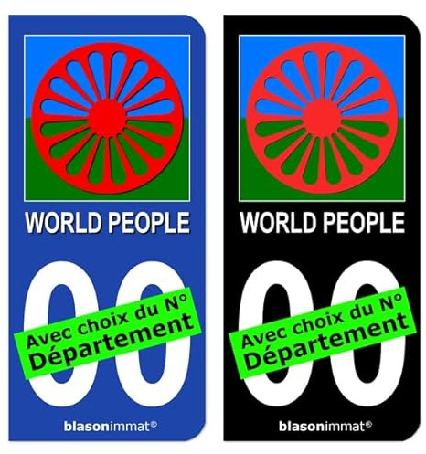 Autocollant plaque d'immatriculation Romani People - Roue Drapée