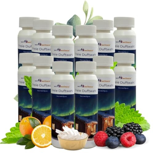 Sauna de Infusión para Sauna 12 X 250ML de well2wellness® + Gratis 10G Cristales de Mentol - Libre Elección de más de 180 Saunadüften