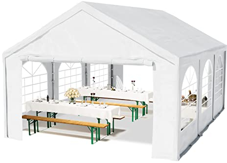 TOOLPORT 3x6 m Excellent Marquee with strong approx. 240g/m² PE tarpaulin, Party Tent with fully galvanised & bolted steelframe white