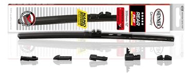 HEYNER® Heckwischerblatt REAR FLAT 12 Zoll / 300 mm mit Adapter Set | Aerodynamischer Flachbalken-Heckwischer mit Hybridtechnologie & Edelstahlfeder, Langlebiger Gummizug mit Nanobeschichtung