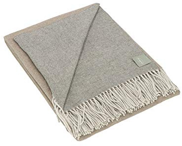 Gabel Gold Plaid in Lana cm 130x180 SOMMA - Naturale/Grigio