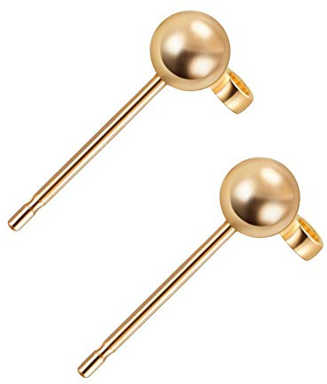 BENECREAT 60 Stück 18K Echt Vergoldet Uberzogene Ohrstecker Ohrring Beitrage Kugelohrstecker mit Schleife für DIY, Entdeckungen Macht,13x3mm