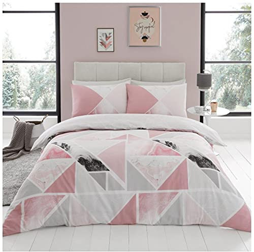 GC GAVENO CAVAILIA Easy Care Printed Bedding Sets King Size, Poly Cotton Duvet Cover, Reversible Bed Covers, Pink