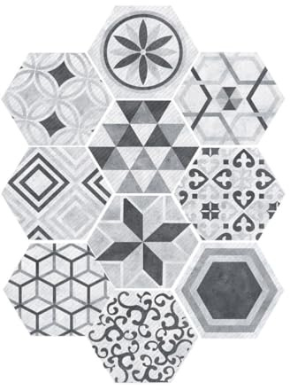VOSAREA Carrelage Autocollants Hexagonal Style Industriel Anti-Slip Auto-Adhésif Amovible Sticker Mur