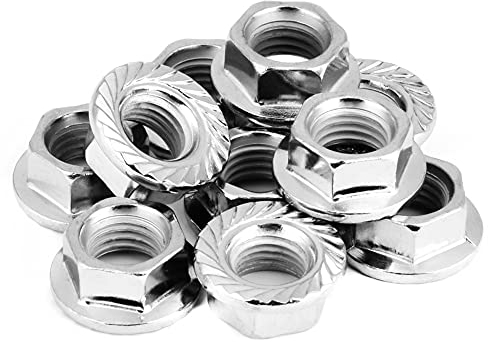 20PCS M10 * 1.25mm gezackte Flansch-Sechskant-Kontermuttern, Eisen-Chrom, helles Ende