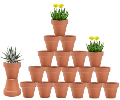 vensovo 20er-Pack 7,6 cm Terrakotta-Töpfe mit Drainageloch | Kleine Ton-Blumentöpfe für Sukkulenten, Pflanzen, Bastelprojekte und Hochzeitsgeschenke